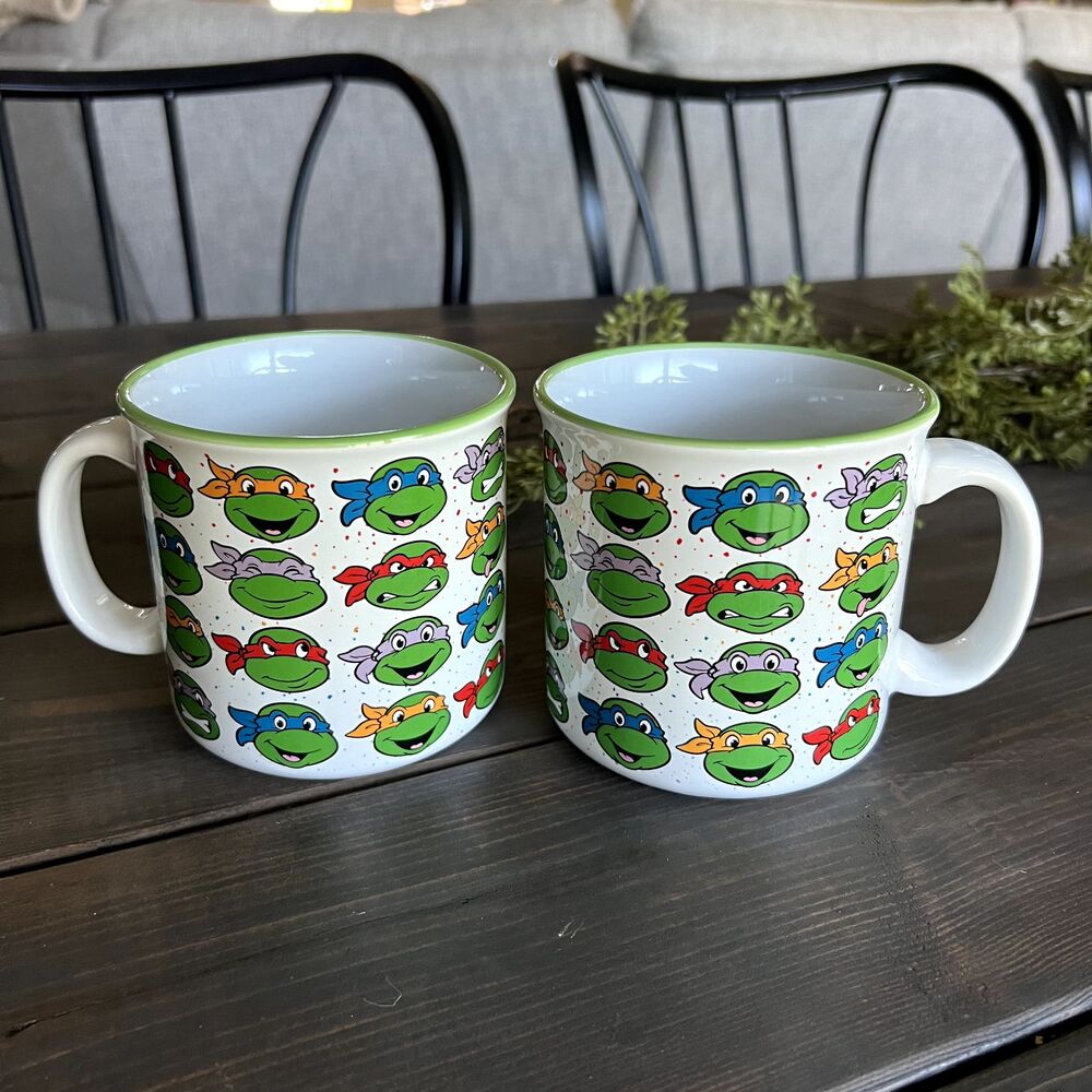 Teenage Mutant Ninja Turtles Set of 2 Portraits 20oz Ceramic Camper Mug-NEW